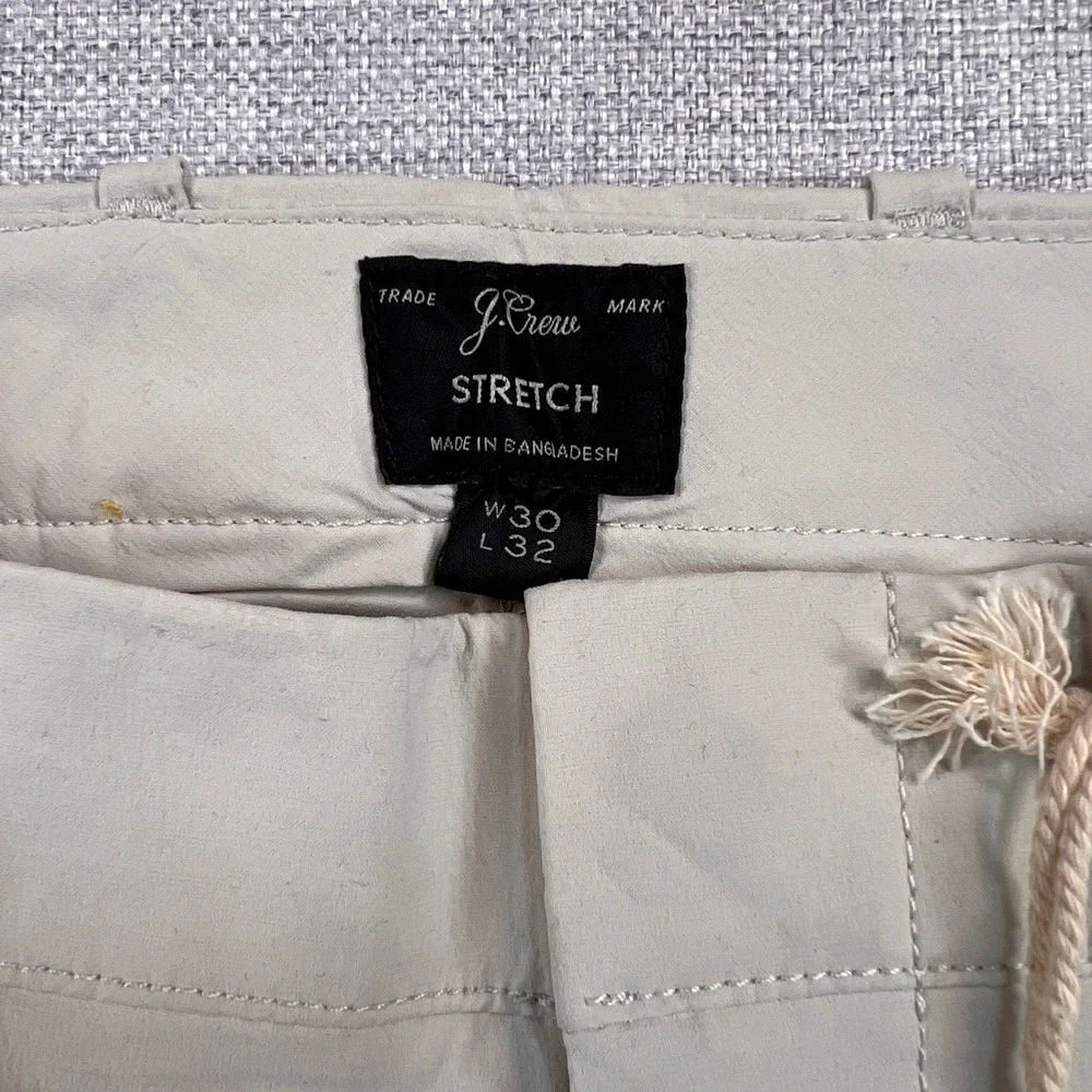 J. Crew 484 Slim Stretch Tech Pants Men 30x32 Khaki Water Resistant Commuter NEW